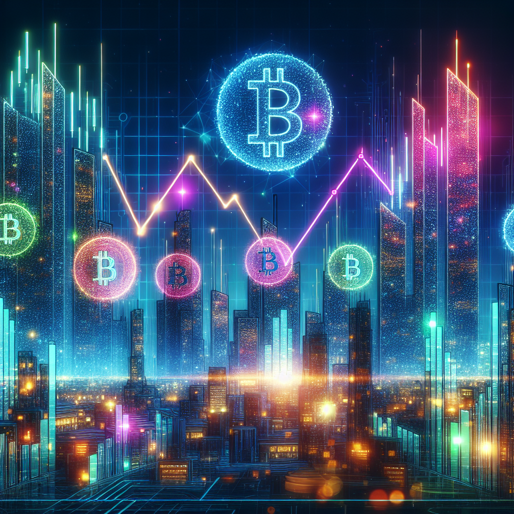 A futuristic digital art representation of a vibrant Bitcoin market landscape, showcasing soaring charts and neon elements that illustrate the trends and insights for investment strategies.