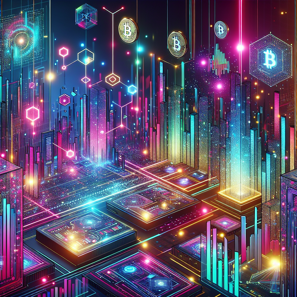 A futuristic digital art scene illustrating various DeFi trading strategies, featuring neon accents and symbols of decentralized finance, such as blockchain networks, trade graphs, and crypto tokens, set in a vibrant, high-tech environment.
