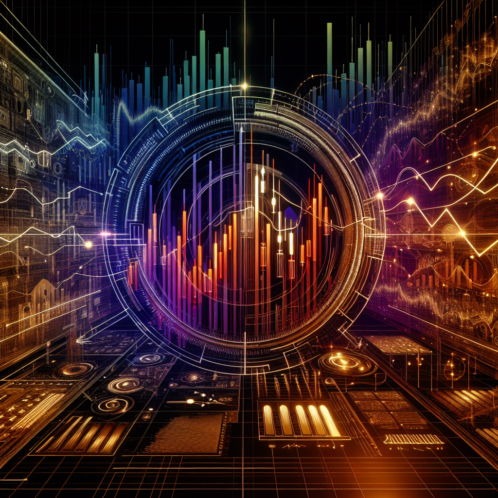 A futuristic digital illustration depicting five essential tools of technical analysis for traders, featuring vibrant neon accents and a high-tech trading environment.